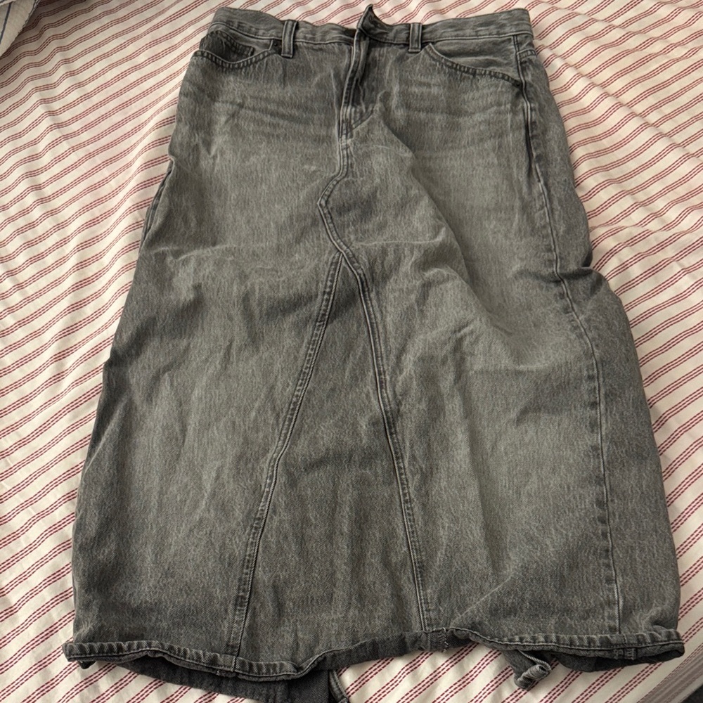Gray midi/long Uniqlo Denim Skirt